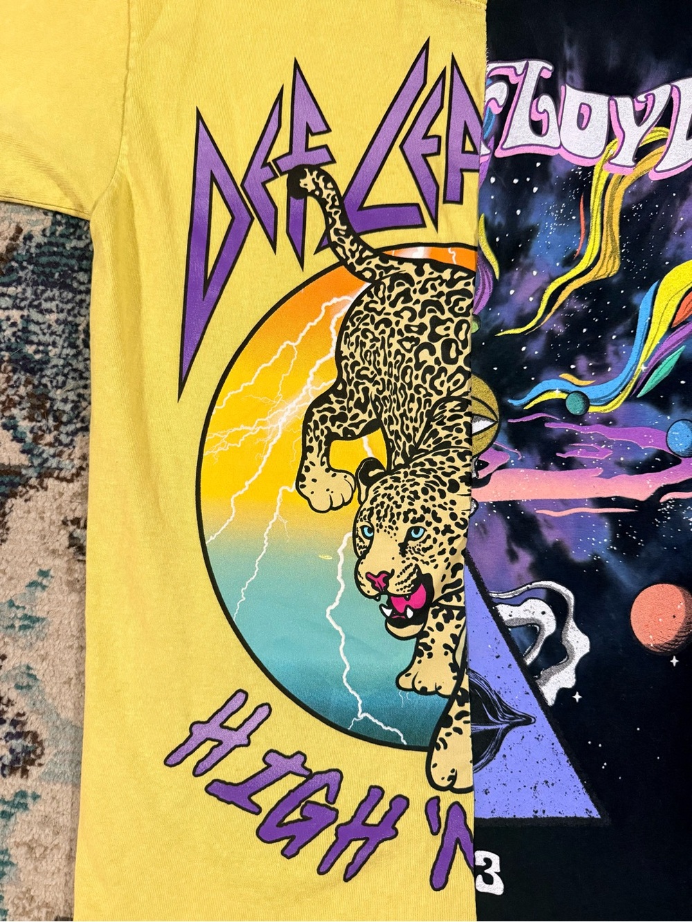 Deff leopard Liquid Blue Pink Floyd Dark Side Galaxy Tie-Dye T-Shirt